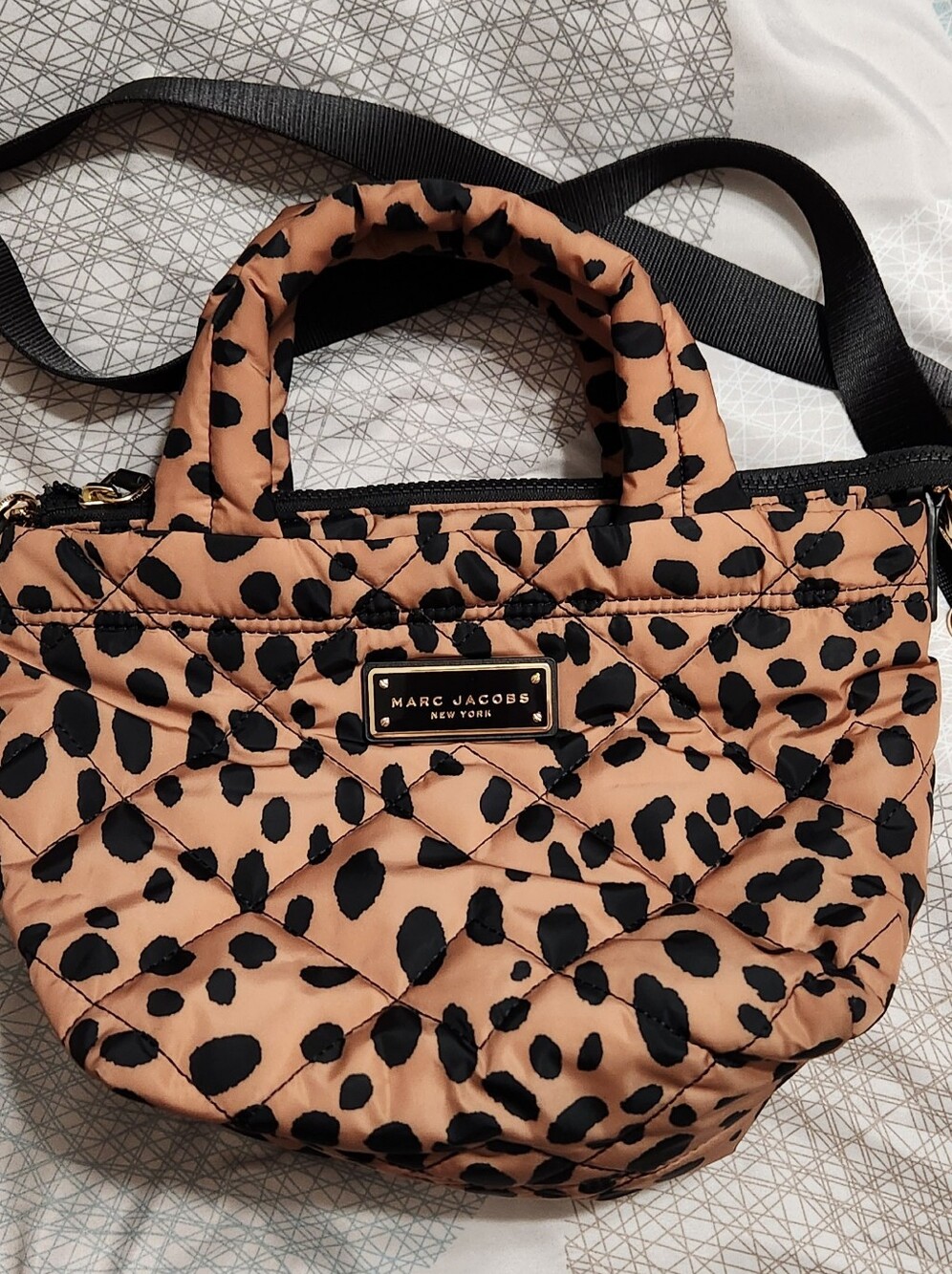 Marc Jacobs Quilted Tote in Beige And Black Leopard Print